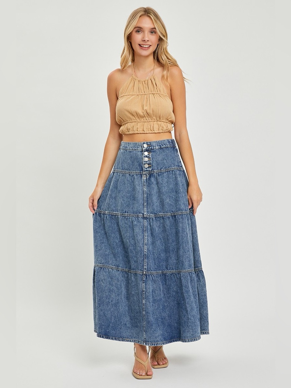 RISEN High Rise Ruffle Long Skirts - Picture 5 of 7